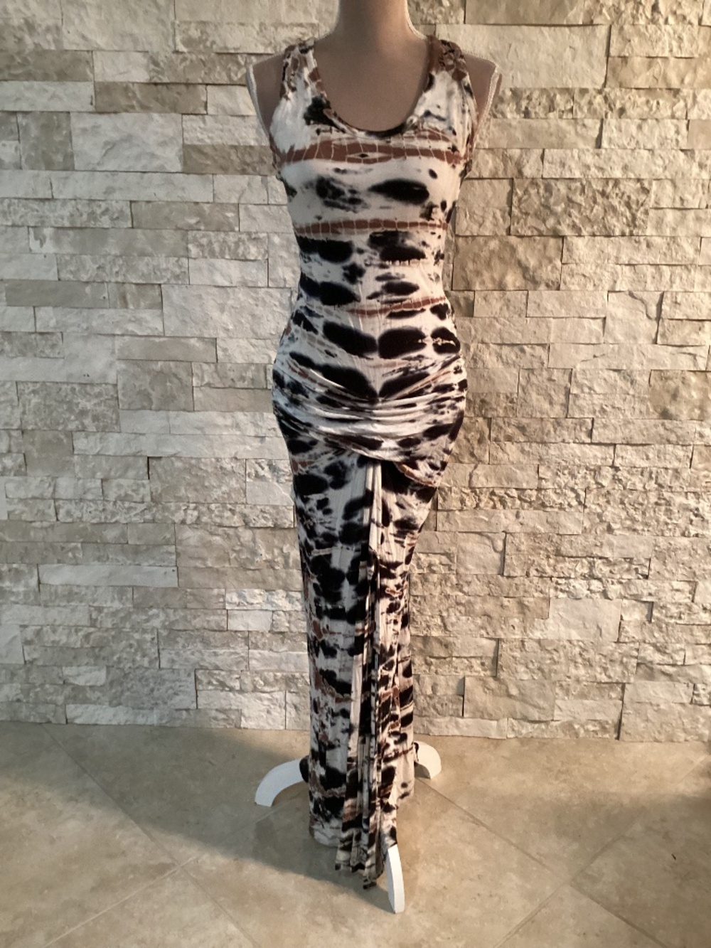 Young Fabulous & Broke Hampton Tie Dye Ruched Maxi Dress XS